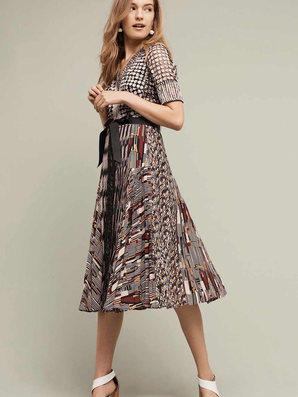 Anthropologie Byron Lars Paillette Pleated Dress 8P NWT NO BELT